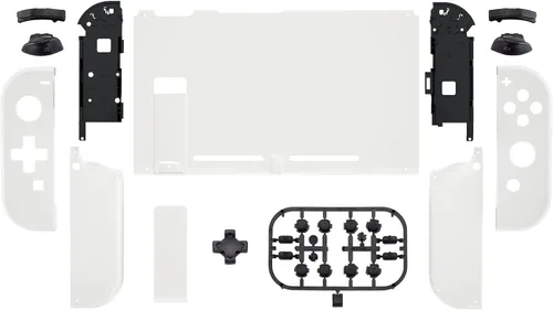 Vista 2 de eXtremeRate Dpad Version Custom Full Set Shell for Nintendo Switch, White Replacement Console Back Plate, NS Joycon Handheld Controller Housing with