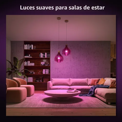 Vista 6 de Philips Hue Bombilla LED Inteligente A19 de 75W - Ambiente Blanco y de Color que Cambia de Color - Paquete de 1 - 1100LM - E26 - Interior - Control