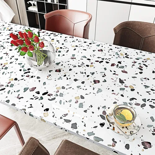 Vista 3 de FunStick Papel adhesivo de terrazo brillante para encimeras, impermeable, para despegar y pegar, papel tapiz para encimera de cocina, papel