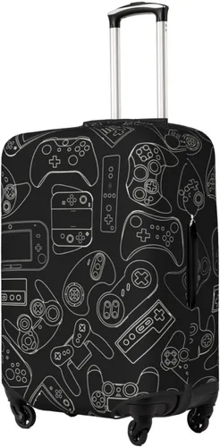 Vista 3 de Lukbfall Fundas elásticas lavables para equipaje con patrón de controlador de videojuegos, protector de equipaje para maleta de viaje, funda