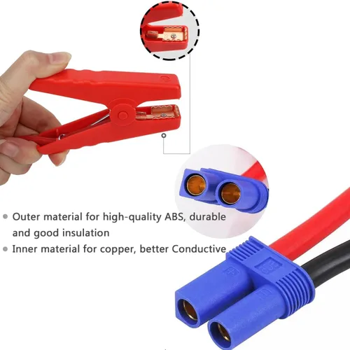 Vista 3 de Cable de Arranque con Abrazaderas, Cable de Refuerzo con Conector EC5 y Módulo de Prevención de Carga Inversa para Arranque de Coche Jump Starter