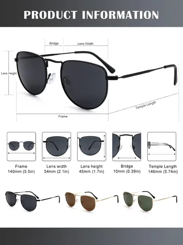 Vista 6 de Sahouna Polarized Small Sunglasses for Women Men - Trendy Semicircle Sun Glasses