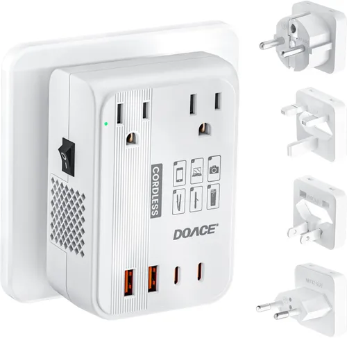Vista 9 de DOACE Convertidor de 220 V a 110 V Convertidor de voltaje de 350 W de EE. UU. a Europa para alisador de cabello/convertidor de rizador para viajes