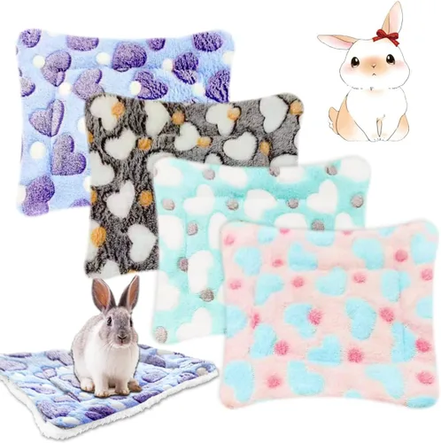 Vista 8 de EAEDMY 4 alfombrillas cómodas de conejillo de indias, cama suave y cálida de conejo, alfombrillas de cama de hámster para animales pequeños