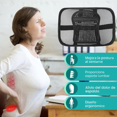 Vista 3 de Samyoung - Soporte lumbar de malla para asiento, cojín de respaldo con malla transpirable para sillas de oficina y coche, 12" x 16