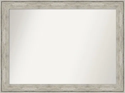Vista 471 de Amanti Art Espejo de baño plateado para sobre el fregadero, 28 x 37 pulgadas, elegante espejo rectangular de peltre cepillado, marco de madera