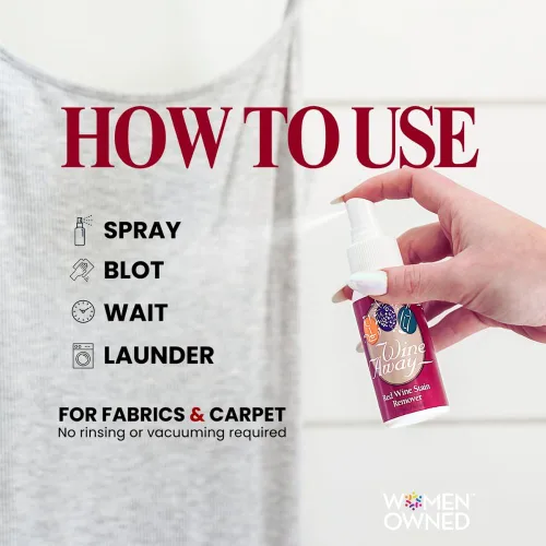 Vista 7 de Wine Away Removedor de manchas de vino tinto – Elimina las manchas de vino de la tela y la alfombra – Tamaño apto para viajes – Removedor de manchas