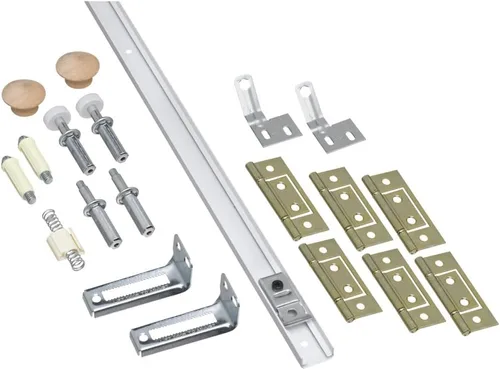 Vista 5 de National Hardware N343-715 Juego de herrajes para puerta plegable, 36 pulgadas, riel de acero incluido, ajustable, blanco