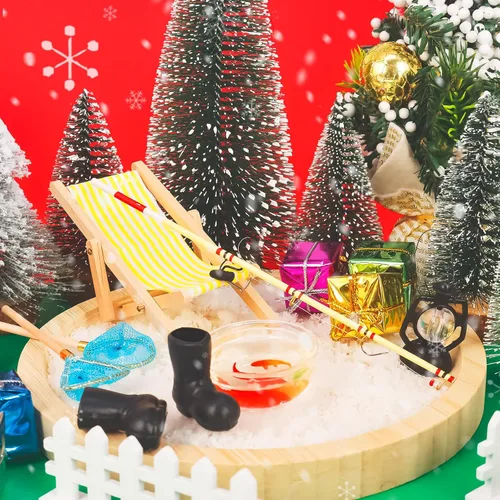 Vista 7 de 5 piezas de caña de pescar miniatura decoración de pasteles elfos