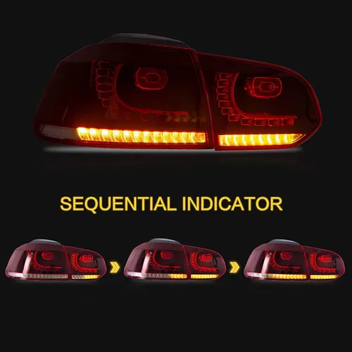 Vista 3 de VLAND Conjunto de luces traseras para Golf 6 2010-2014, lámparas traseras con DRL, luz trasera con luces antiniebla y señal de giro secuencial