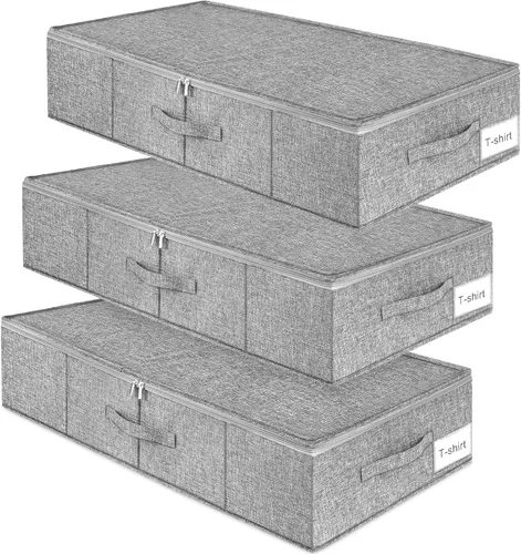 Vista 9 de Caja grande de conservación para vestidos de novia, paquete de 2 recipientes de almacenamiento debajo de la cama con tapas y asas, se adapta a