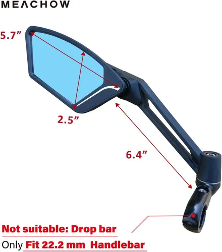 Vista 6 de Nueva lente de cristal resistente a los arañazos, espejo de bicicleta para manillar, espejo retrovisor seguro ajustable, espejo de bicicleta, ME-003