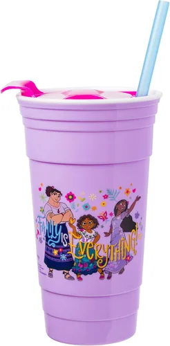 Vista 2 de Silver Buffalo Disney Encanto Family is Everything - Vaso de plástico de 32 onzas con tapa y popote