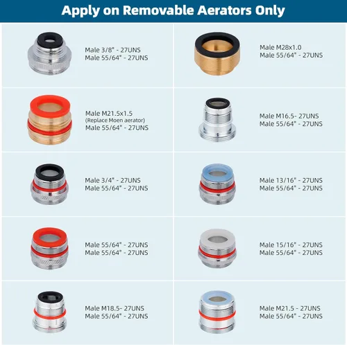 Vista 3 de Hibbent Kit de adaptador de grifo de 18 piezas, juego de adaptador de aireador de latón para grifo con aireador extraíble para conectar la manguera