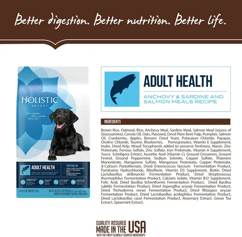 Vista 4 de Holistic Select 22121 - Alimento seco natural para perros anchoas y sardina y salmón bolsa de 15 libras