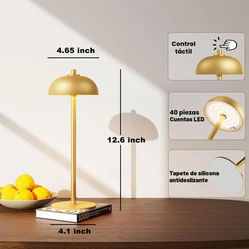 Vista 7 de Lámpara de mesa inalámbrica recargable – Luz de mesa con pilas de 5000 mAh, lámpara de mesa LED regulable continua de 3 colores con función