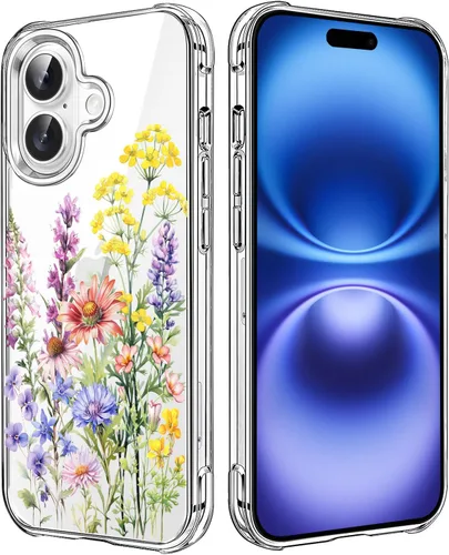 Vista 7 de Funda transparente de girasol compatible con iPhone SE 2022 SE 2020 7 8, funda trasera floral para niñas y mujeres, funda protectora transparente