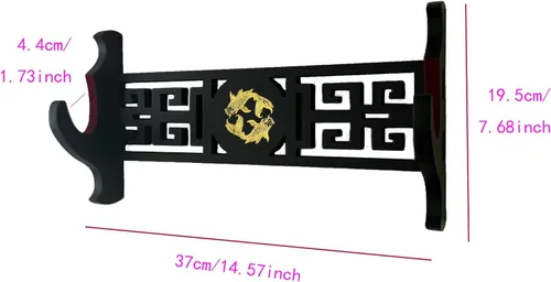 Vista 2 de Katana - Soporte de pared para espada de terciopelo de 1 nivel, patrones de peces dorados, soporte acolchado de espada samurái, soporte de espada