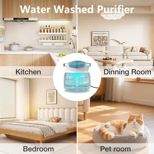 Vista 7 de Purificadores de aire de agua para el hogar, difusor de aroma para lavadora de aire, humidificador de lavado de filtro de aire, aceites esenciales