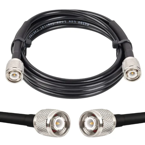 Vista 7 de MOOKEERF TNC macho a TNC macho cable coaxial de 3 pies, 2 unidades de 50 ohmios RG58 cable coaxial con conectores TNC para antena de navegación