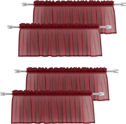Vista 11 de Cenefas traslúcidas beige de 18 pulgadas, cortinas para ventana de sala de estar, dormitorio, cocina, mini paneles de cortina cortos pequeños