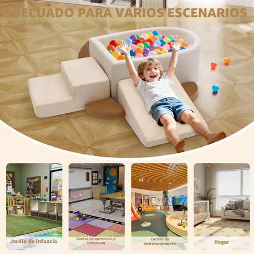 Vista 7 de Asweets - Bloques de escalada de espuma con pozo de bolas para niños pequeños (bolas no incluidas) Juego suave de 6 piezas para niños pequeños