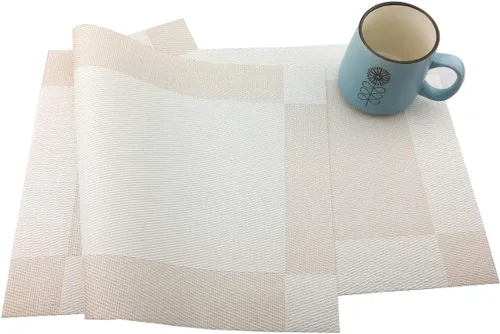 Vista 6 de Juego de 6 manteles individuales de vinilo beige resistentes al calor, antideslizantes, lavables, color beige