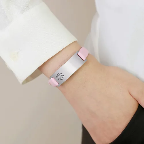 Vista 50 de MPRAINBOW Pulsera de alerta médica personalizada para mujer, correa de reloj de cuero genuino, grabado de doble cara, diabetes, epilepsia, joyería