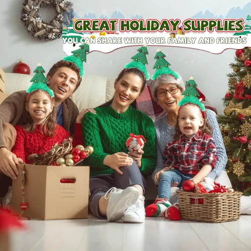 Vista 4 de Yunlly 6 diademas de árbol de Navidad, accesorios para la cabeza de Navidad, accesorios para disfraz de vacaciones para mujeres, adultos, niños