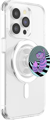 Vista 3 de Disney Alicia en el país de las maravillas Cheshire Cat Neon Stripes PopSockets MagSafe PopGrip para iPhone