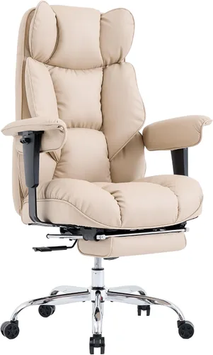Vista 10 de Efomao Silla de Oficina Grande y Alta 400lbs - Sillas de Oficina Ejecutivas con Reposapiés, Silla de Computadora de Cuero PU Resistente