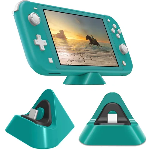 Vista 2 de Base de carga para Nintendo Switch Lite, estación de soporte de carga compatible con Nintendo Switch (verde)