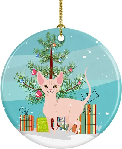 Vista 18 de Caroline's Treasures Árbol de Navidad de gato asiático, adorno de cerámica para colgar en el árbol de Navidad, decoración para el hogar, Navidad