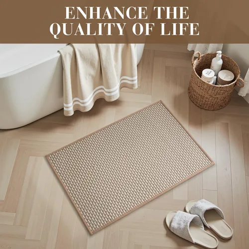 Vista 2 de RESARE Alfombra de baño antideslizante, lavable a máquina, súper absorbente, de secado rápido, suave y de apoyo, 17 x 24 pulgadas, color marrón