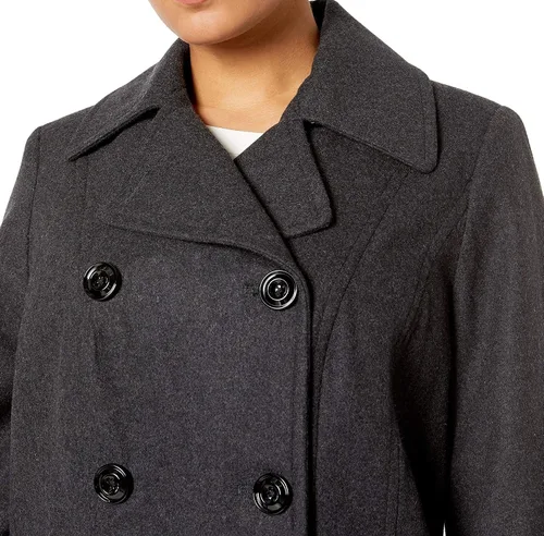 Vista 3 de Anne Klein - abrigo clásico de hilera doble de botones para mujer