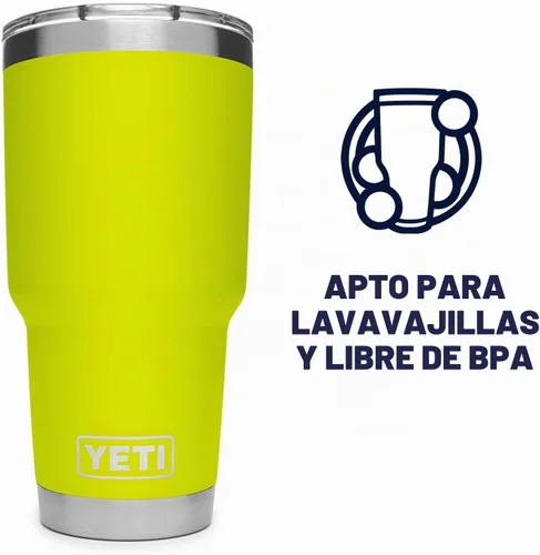 Vista 4 de YETI Rambler - Vaso de 30 oz, acero inoxidable, aislado al vacío con tapa MagSlider, color carmesí Amarillo