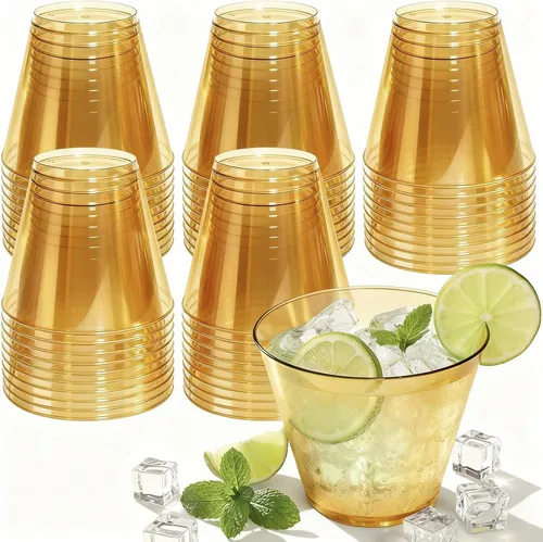 Vista 18 de Glowserve Paquete de 50 vasos de plástico transparente de 9 onzas, vasos de plástico azul transparente para cóctel, vasos desechables para fiestas