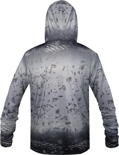 Vista 2 de Sudadera con capucha de pesca de alto rendimiento, UPF 50, manga larga, secado rápido, ajuste holgado, patrón de decoloración