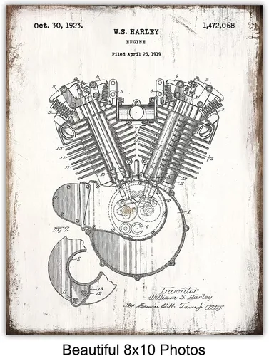Vista 4 de Patentes originales de motocicleta de Estados Unidos, juego de arte de 8 x 10 pulgadas, fotos de estilo cartel para oficina, garaje, cueva de hombre