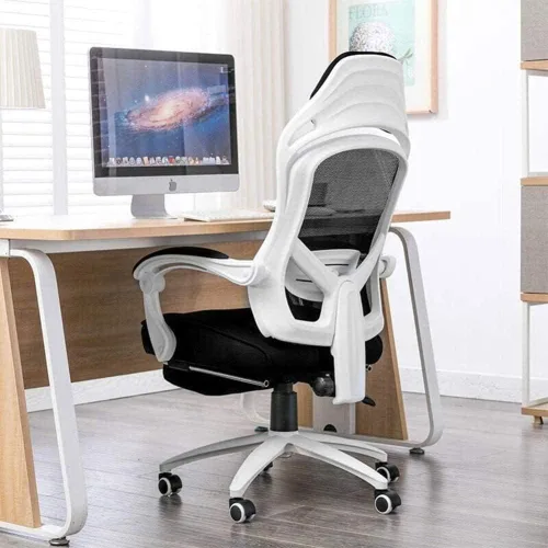 Vista 2 de Silla de oficina de malla de tela, silla giratoria ejecutiva de escritorio para computadora con asiento grande y reposabrazos ajustables (D)