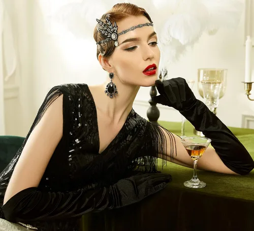 Vista 6 de BABEYOND Long Opera Party 20s - Guantes de satén elásticos para adultos, talla codo
