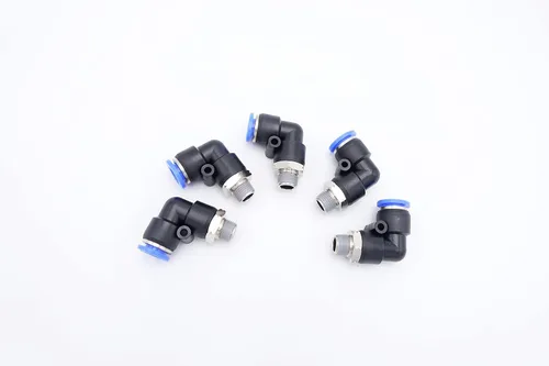 Vista 31 de Accesorio de Conexión por Empuje 1/2" Tubo OD x 1/2" Rosca Macho NPT, Codo Neumático Macho para Línea de Aire y Agua de 90 Grados con Giratorio