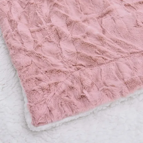 Vista 4 de Tache Dusty Rose Blush Pink Throw Super Soft Warm Faux Fur with Ivory Sherpa Back Blanket - 50x60