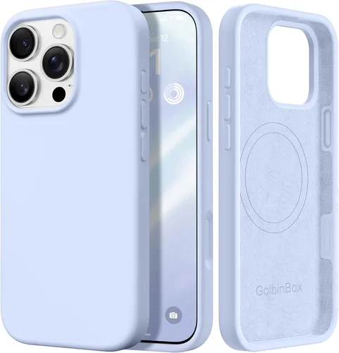 Vista 89 de GolbinBox Funda magnética para iPhone 17, compatible con MagSafe, cubierta de silicona integrada para control de cámara, funda de silicona líquida a