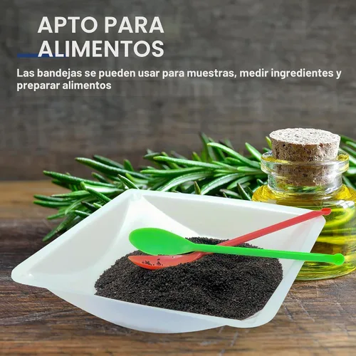 Vista 6 de Weigh Boats - Bandejas de plástico desechables grandes (11.2 fl oz, paquete de 125) para báscula, bandeja cuadrada antiestática, plato