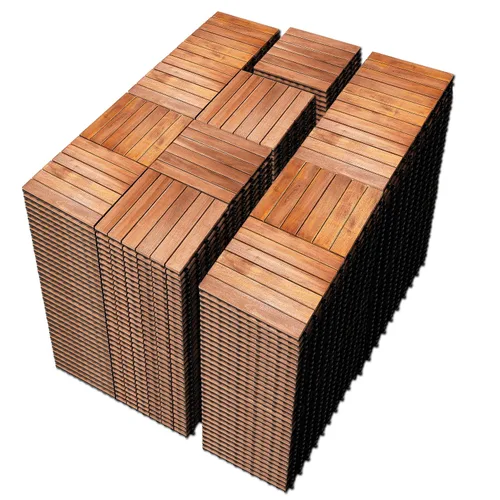 Vista 28 de PrimeZone - 9 azulejos entrelazados de madera de acacia sólida para terraza, patio, 12 x 12 pulgadas, impermeables, para interiores y exteriores