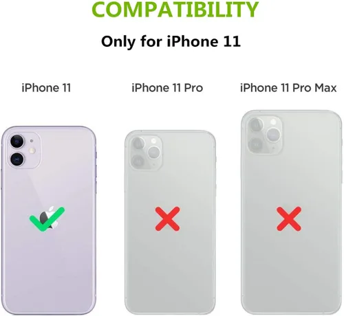 Vista 2 de iCoverCase Funda tipo cartera para iPhone 11 con soporte para tarjetas, bloqueo RFID, piel sintética de alta calidad, cierre magnético, a prueba