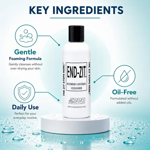 Vista 2 de End-zit Limpiador de control de imperfecciones para piel propensa al acné, limpiador facial diario sin aceite, lavado facial suave, fórmula sin