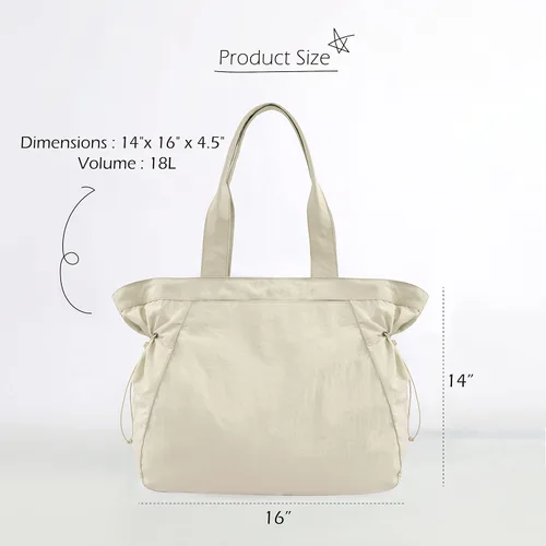 Vista 6 de ODODOS Bolsas de compras con cierre lateral de 18 litros, bolsa de hombro ligera, bolso de mano para compras, entrenamiento, playa, viajes