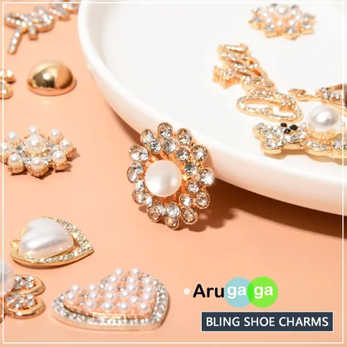 Vista 4 de Dijes brillantes para zapatos, decoraciones de zapatos de lujo con diamantes de imitación y cadenas de zapatos para zuecos zapatos de diseñador
